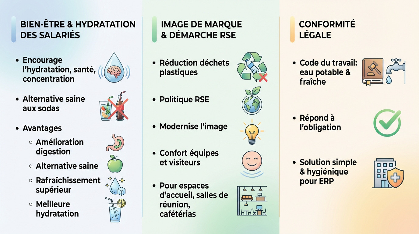 fontaine à eau pétillante entreprise bien-être et conformité RSE
