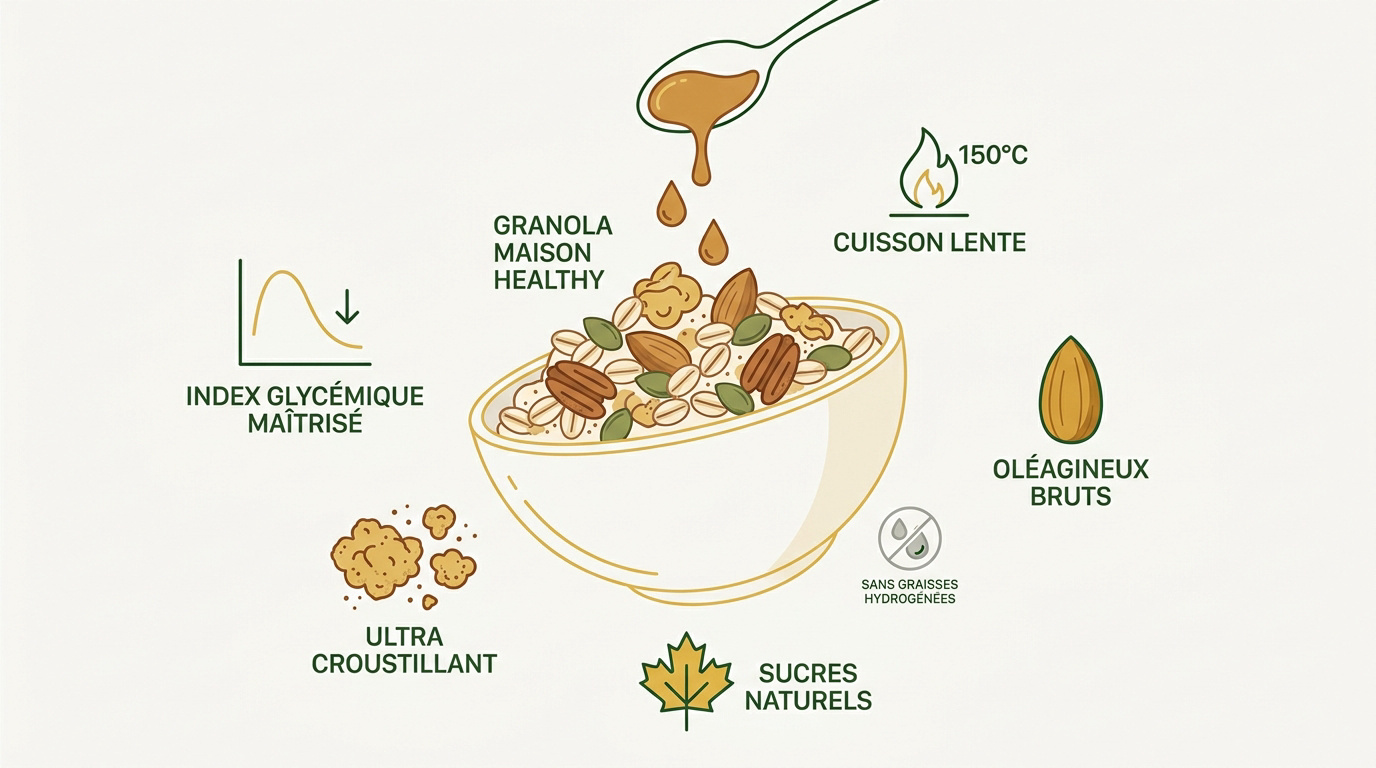 Granola maison healthy avec flocons d'avoine et amandes