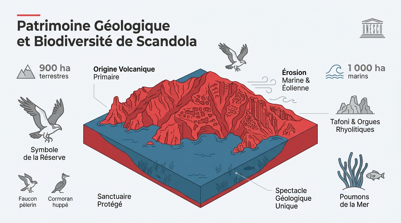 Falaises de rhyolite rouge et biodiversité marine de la réserve de Scandola