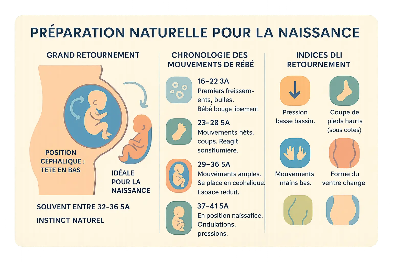 Illustration du bébé en position céphalique dans le ventre de sa mère