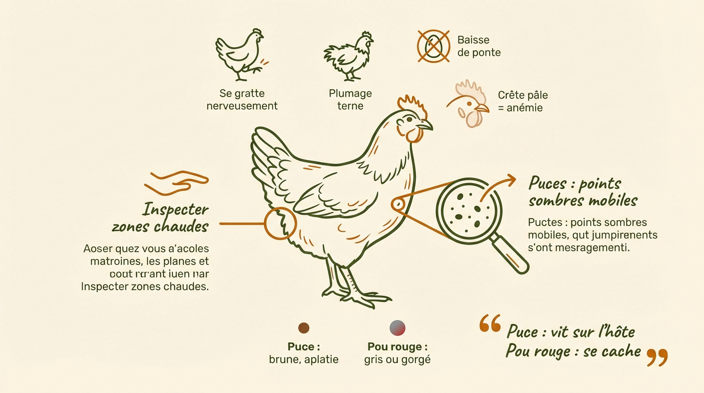Guide visuel pour identifier les puces et parasites des poules
