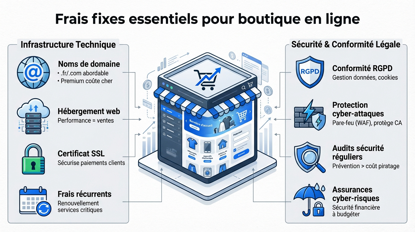 Coûts et frais fixes pour créer une boutique en ligne en 2026