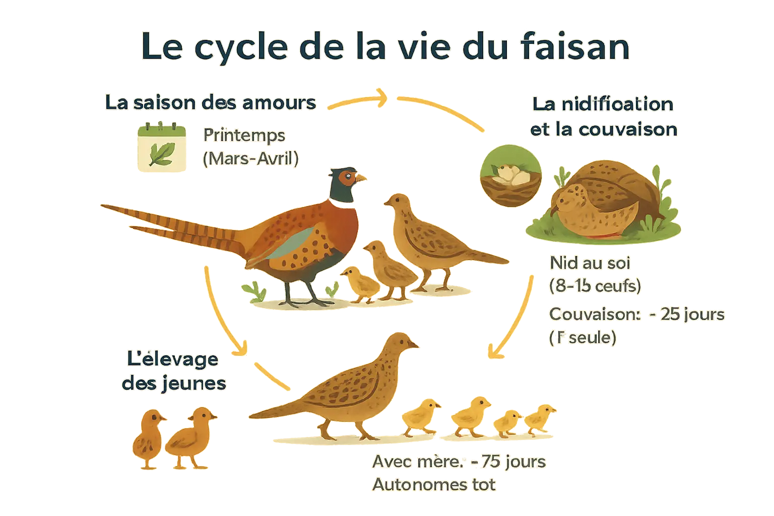 Cycle de vie d'un faisan