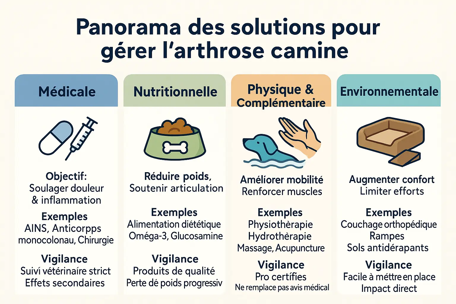 Illustration des solutions pour gérer l'arthrose canine