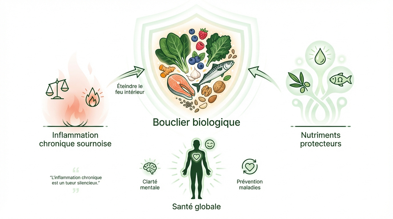 Sélection d'aliments sains et colorés pour une alimentation anti-inflammatoire