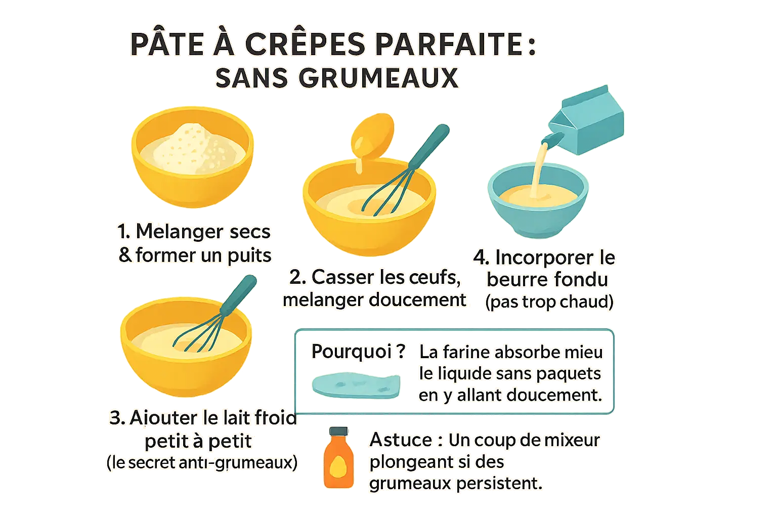<strong>Crêpes parfaites sans grumeaux</strong>