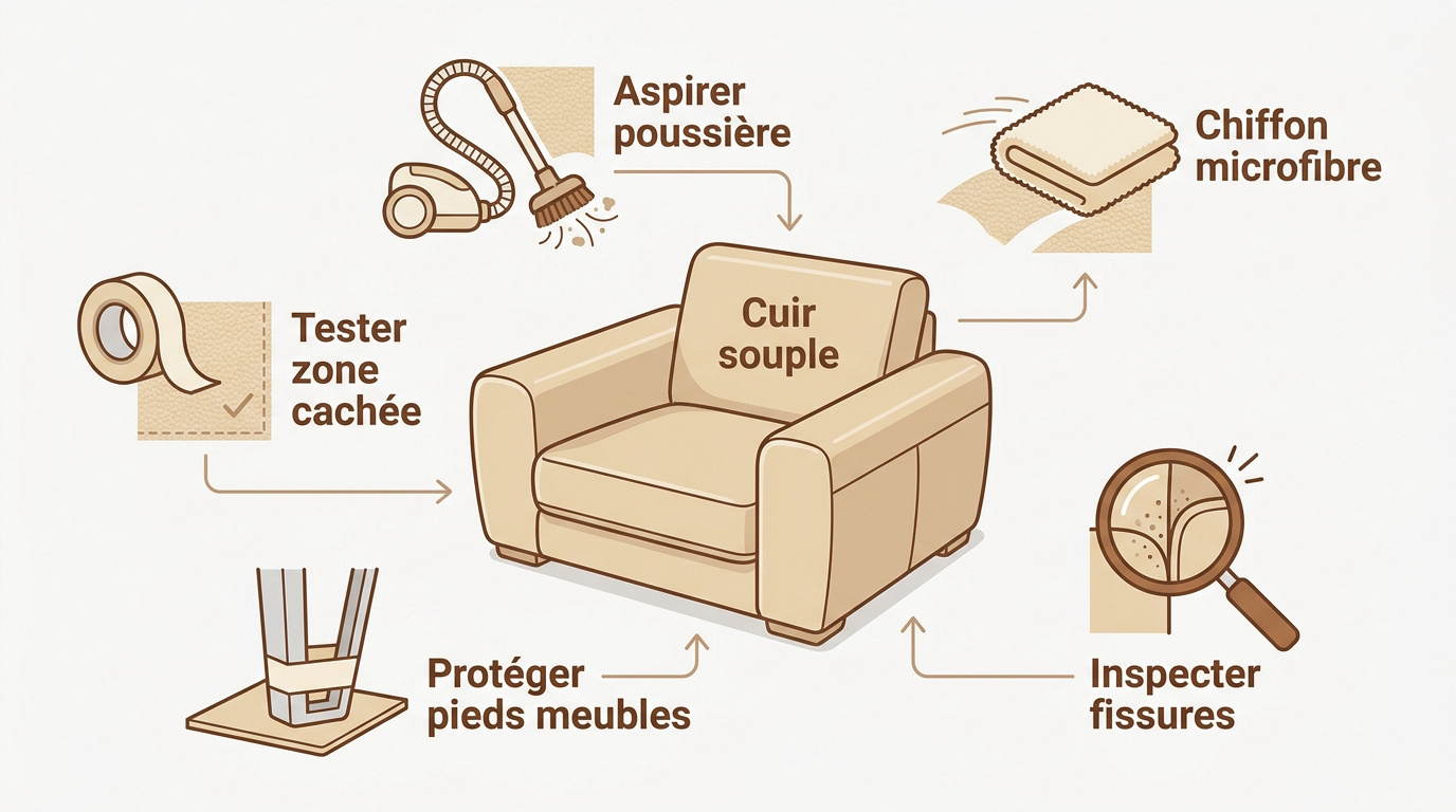 Nettoyage méticuleux d'un fauteuil en cuir