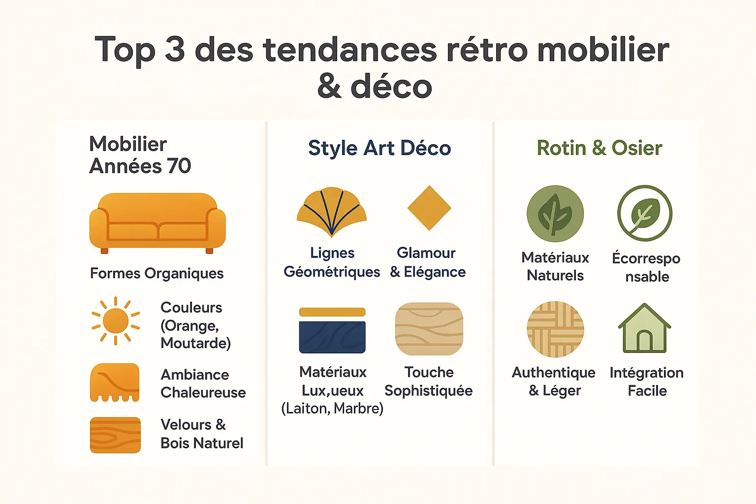 Illustration des tendances rétro en décoration