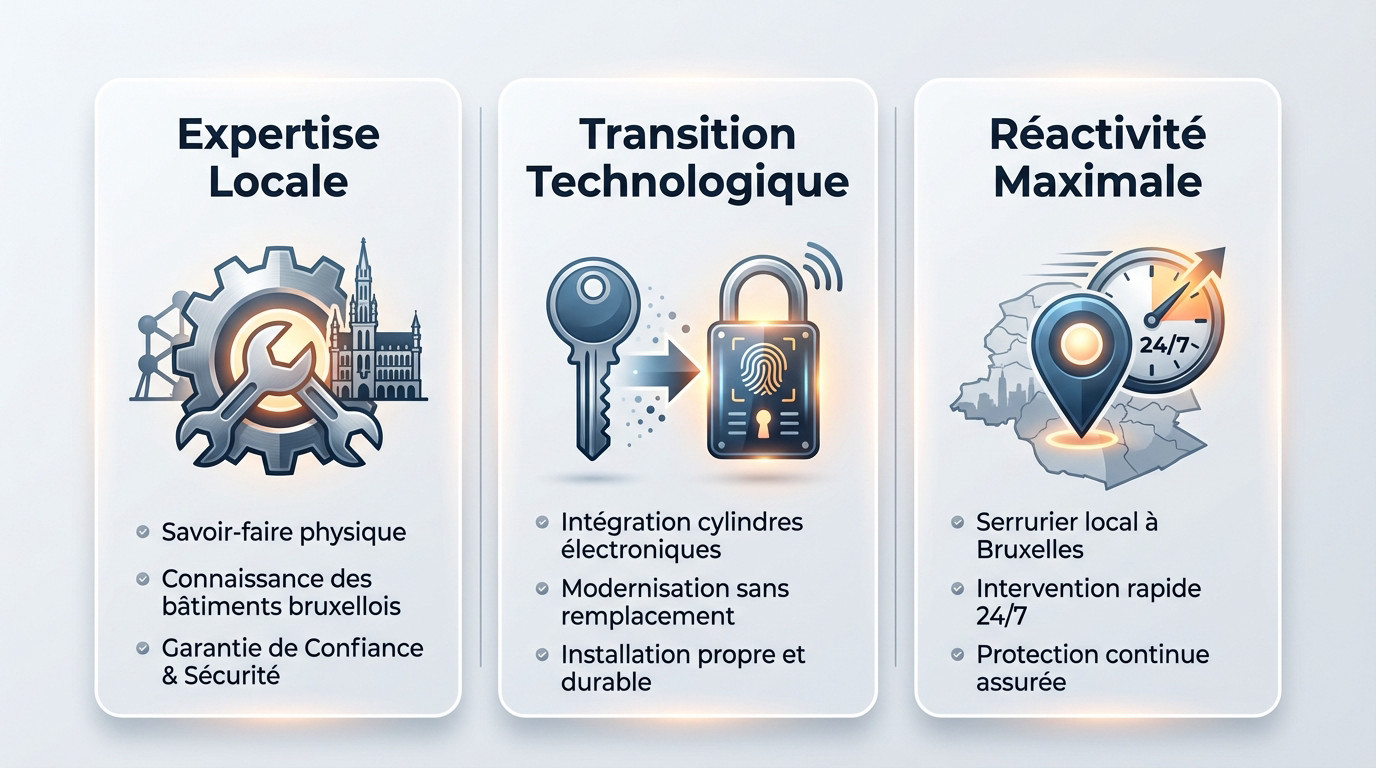 Infographie sur les avantages d'un serrurier expert à Bruxelles pour la sécurité