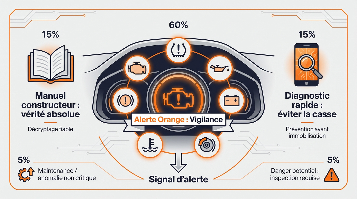 Diagnostic automobile avec voyant orange allumé