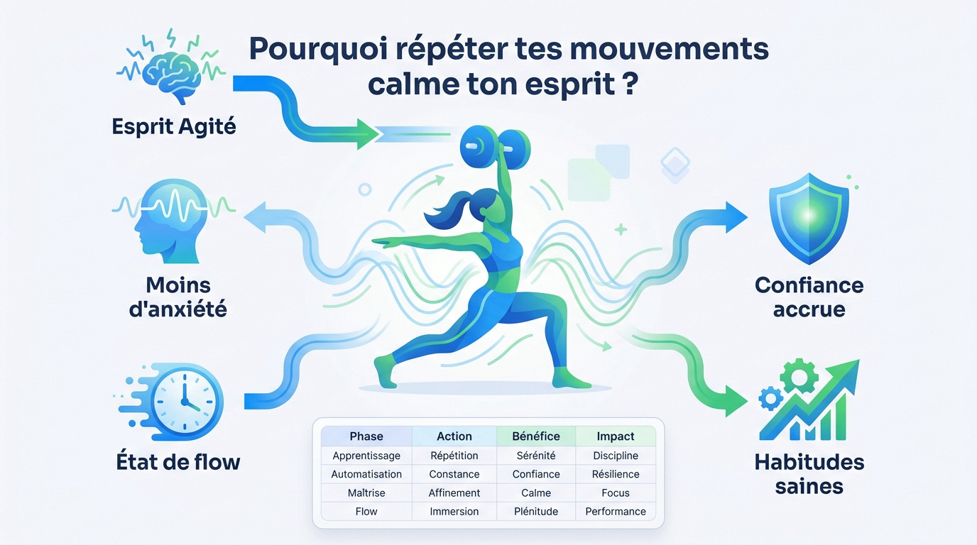Coach sportif accompagnant un élève dans la répétition de ses exercices pour réduire le stress