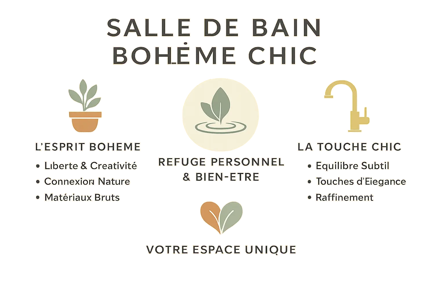 Illustration d'une salle de bain bohème chic