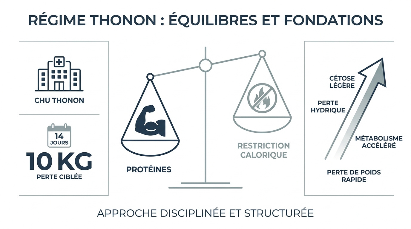 Repas équilibré et sain composé de légumes verts et protéines maigres pour le régime Thonon