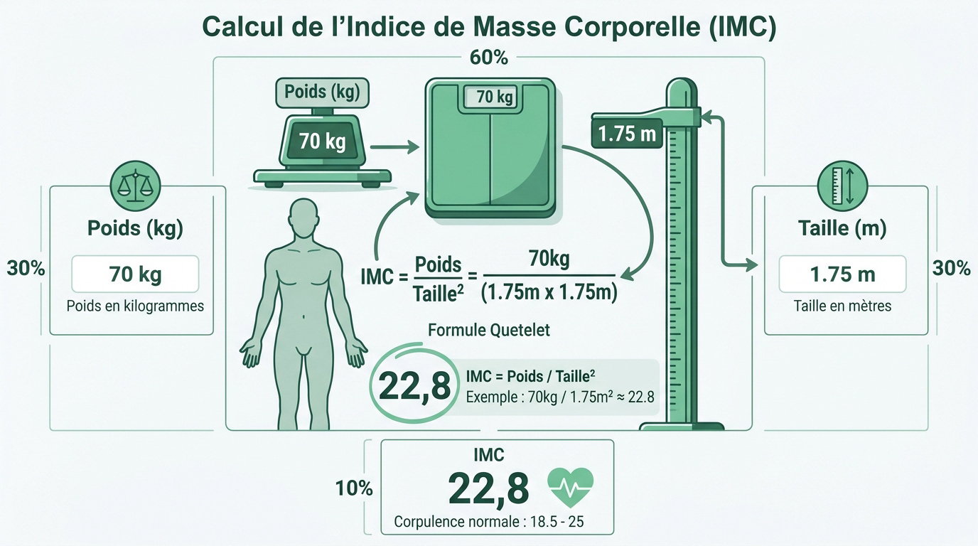 Graphique explicatif pour le calcul de l'indice de masse corporelle