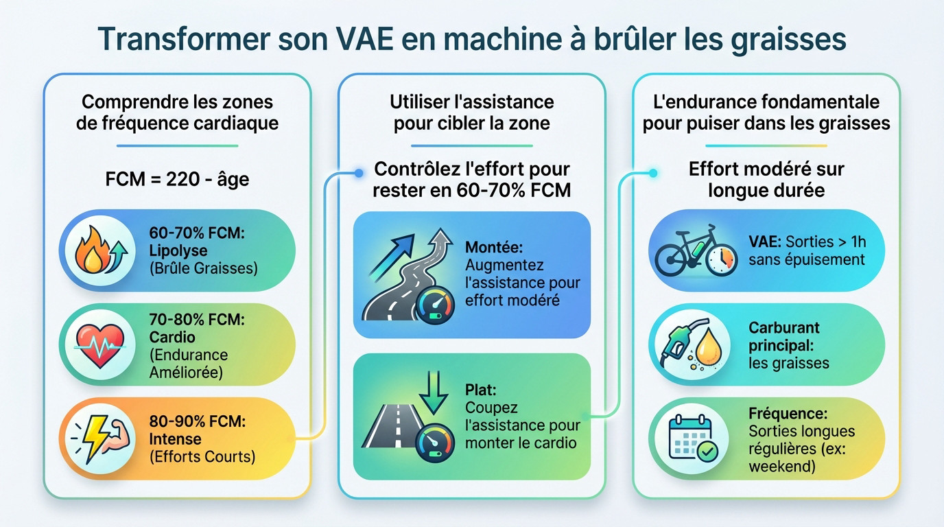 Cycliste utilisant un vélo électrique pour un entraînement cardio ciblé