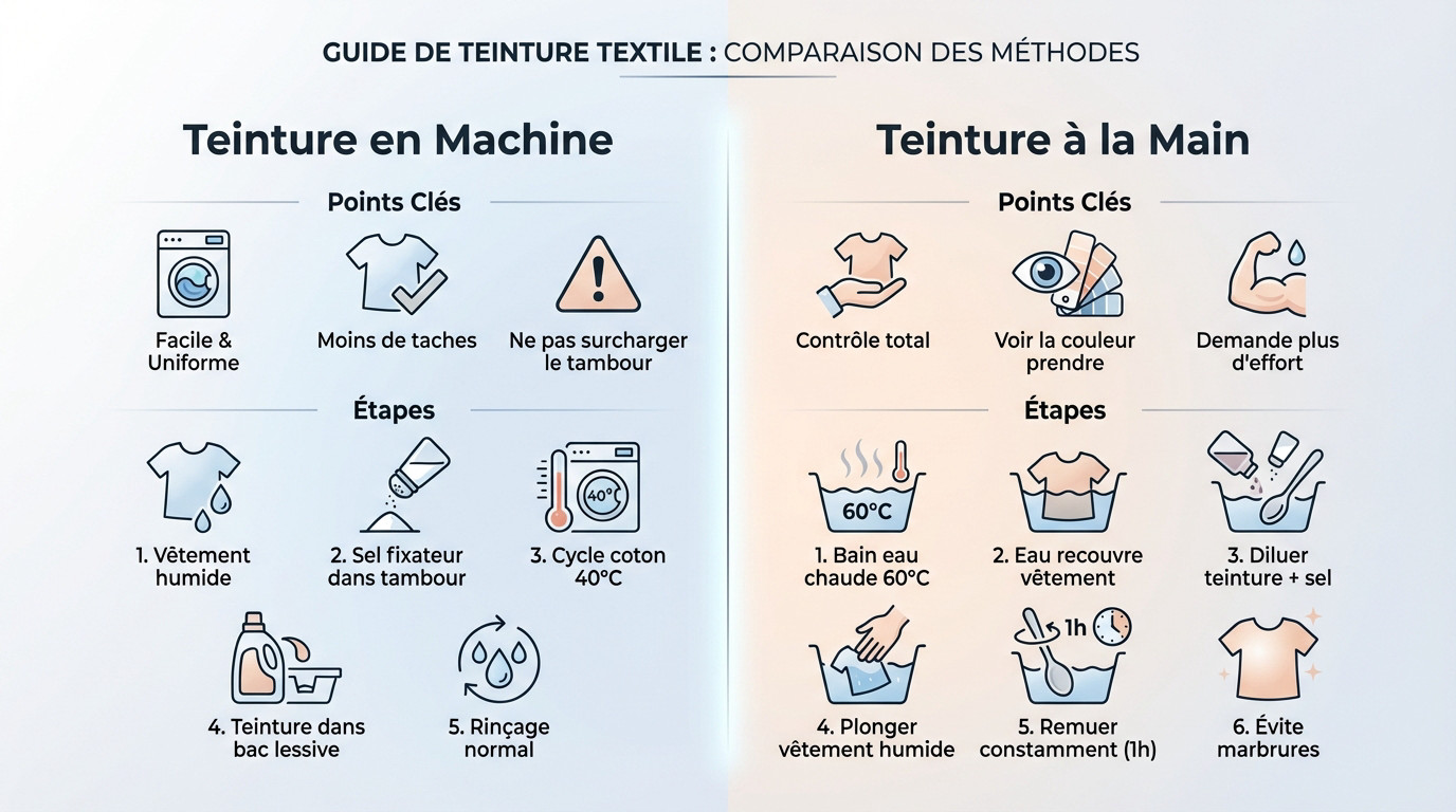 Comparaison des méthodes de teinture textile : machine à laver contre teinture à la main