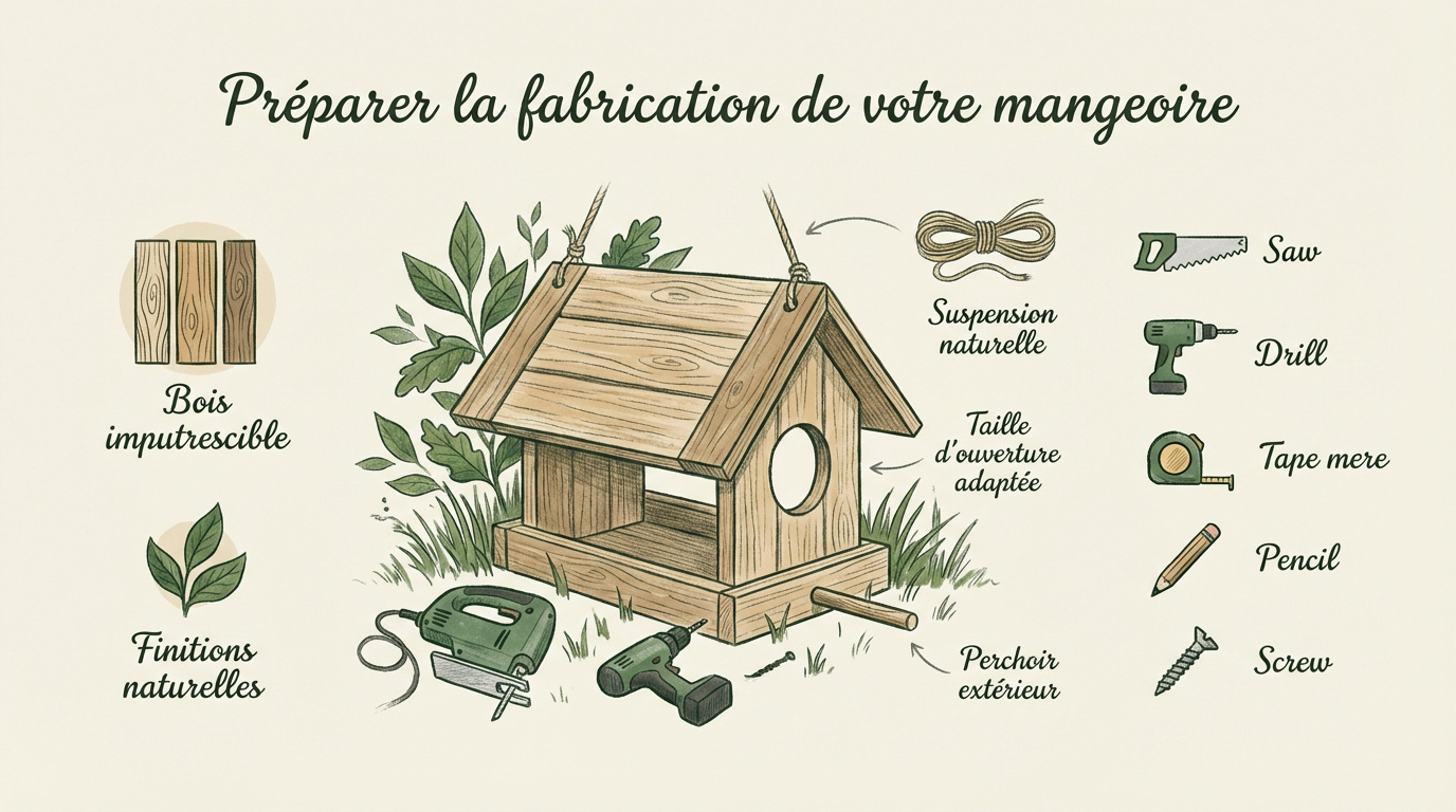 Atelier de bricolage pour fabriquer une mangeoire à oiseaux en bois naturel