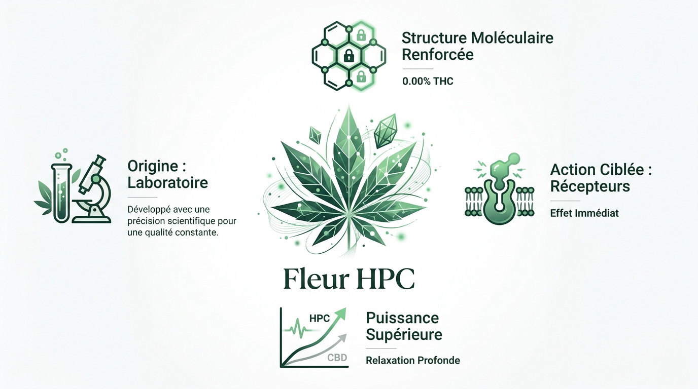 Représentation moléculaire et fleurs de cannabis haute performance