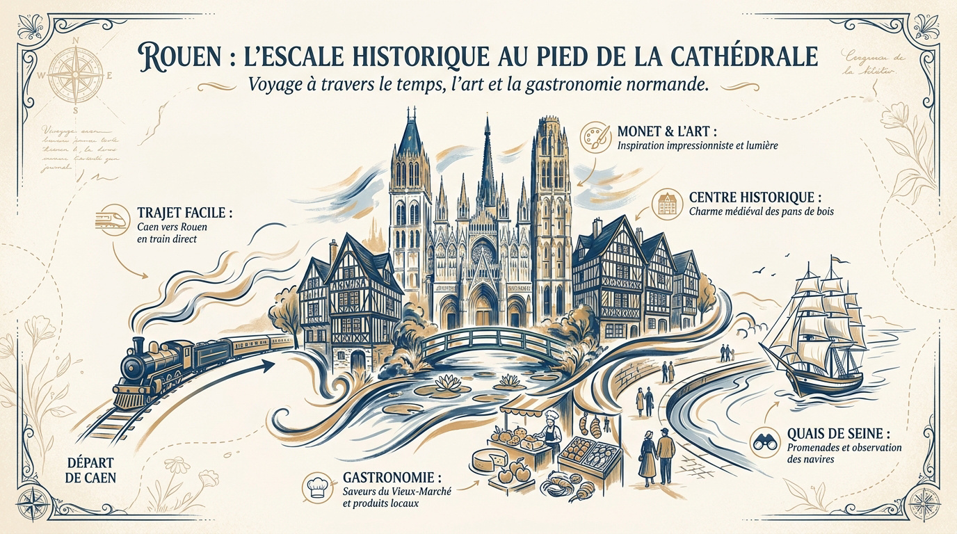 Maisons à pans de bois et architecture historique dans le centre-ville de Rouen