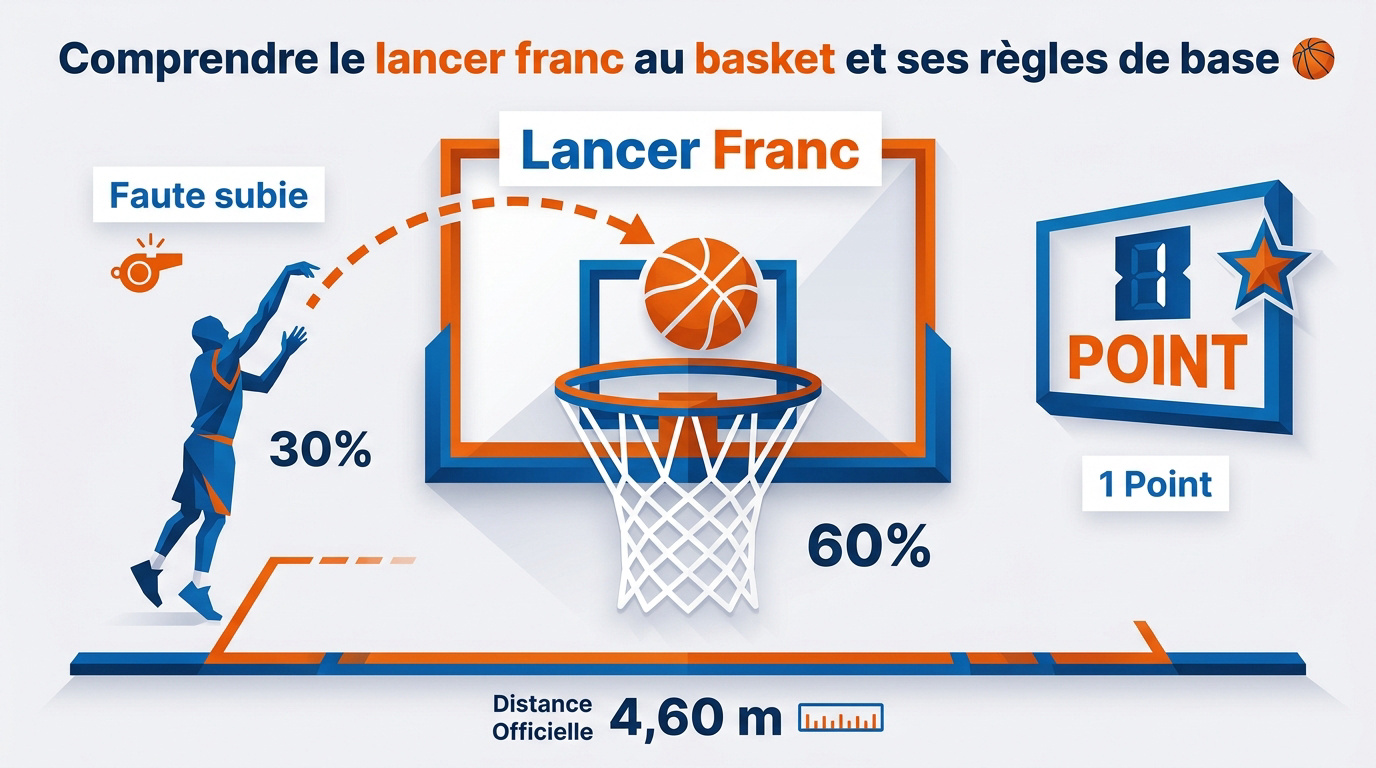 Infographie sur les dimensions du lancer franc au basket