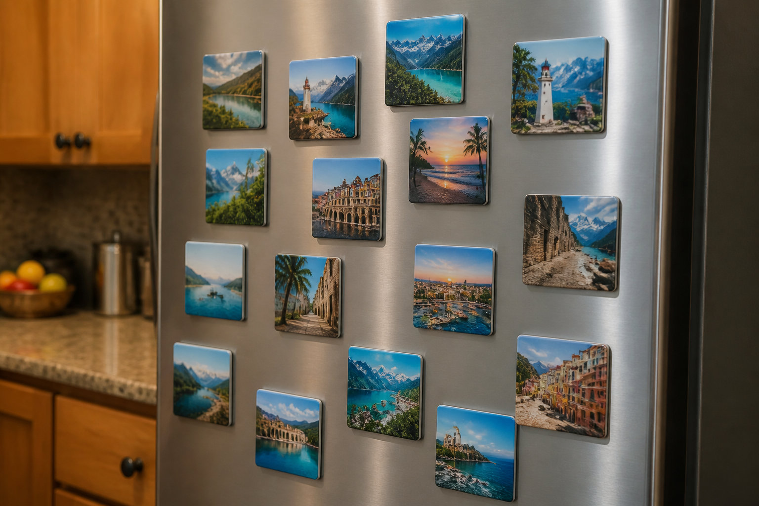 Transformer le réfrigérateur avec des magnets photos