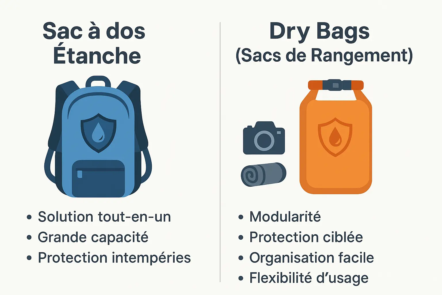 Illustration des <strong>sacs étanches pour randonnée</strong>