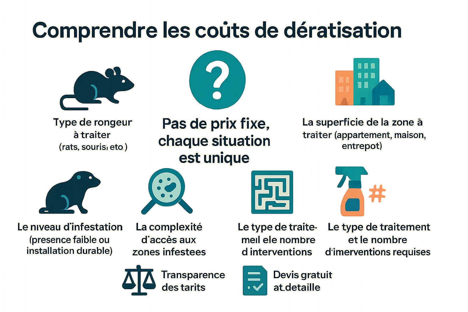 Illustration des facteurs influençant le tarif d'une dératisation professionnelle à Meudon
