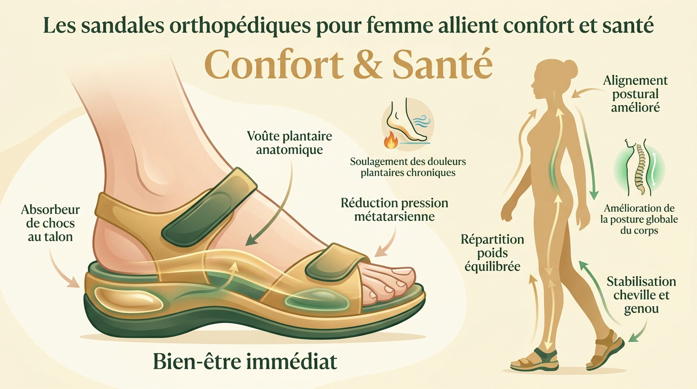 Sandales orthopédiques pour femme offrant confort et maintien durant l'été