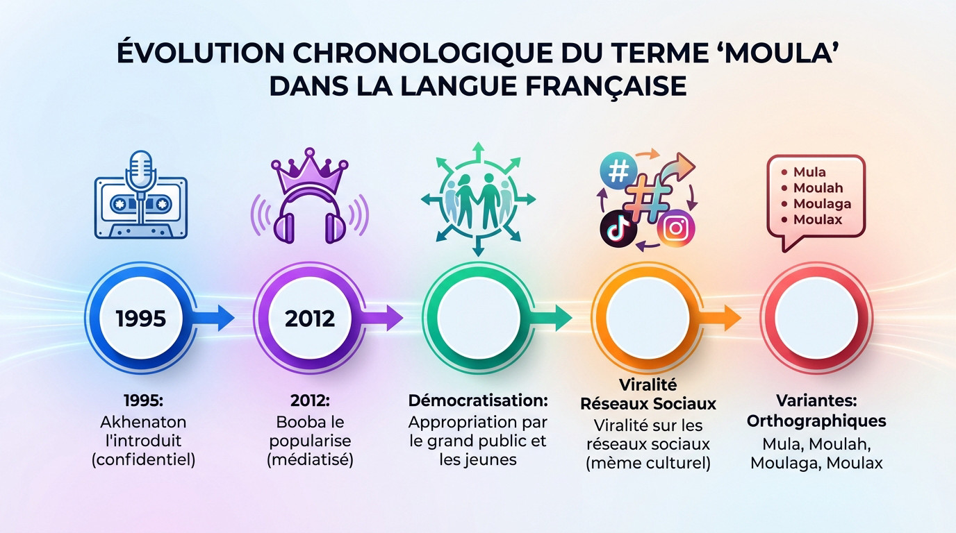 Graphique illustrant l'évolution de la moula definition et son usage dans le rap français