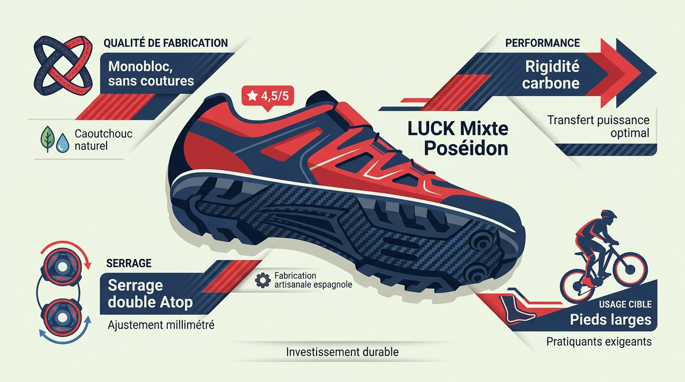 Chaussures VTT LUCK Mixte Poséidon avec semelle carbone et serrage Atop