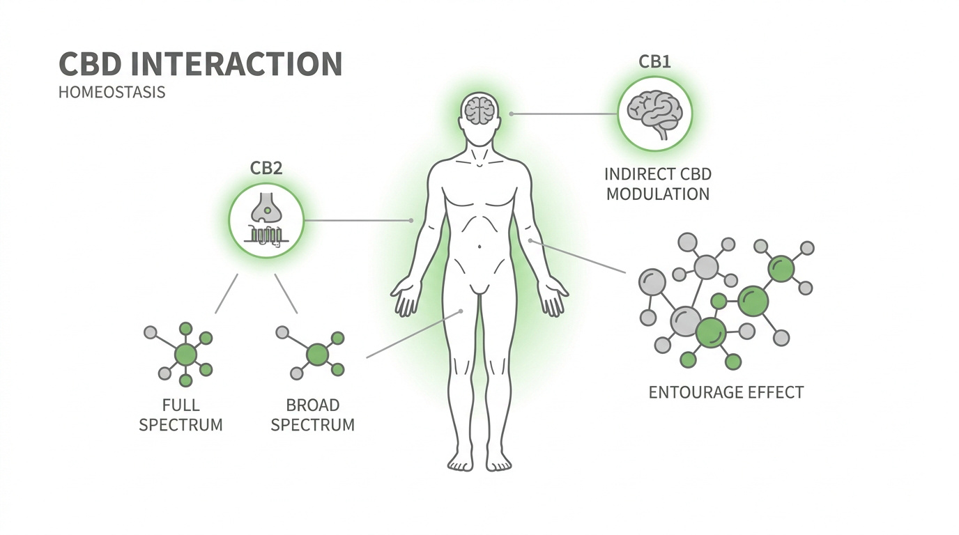 Schéma de l'interaction des cannabinoïdes avec les récepteurs du corps humain