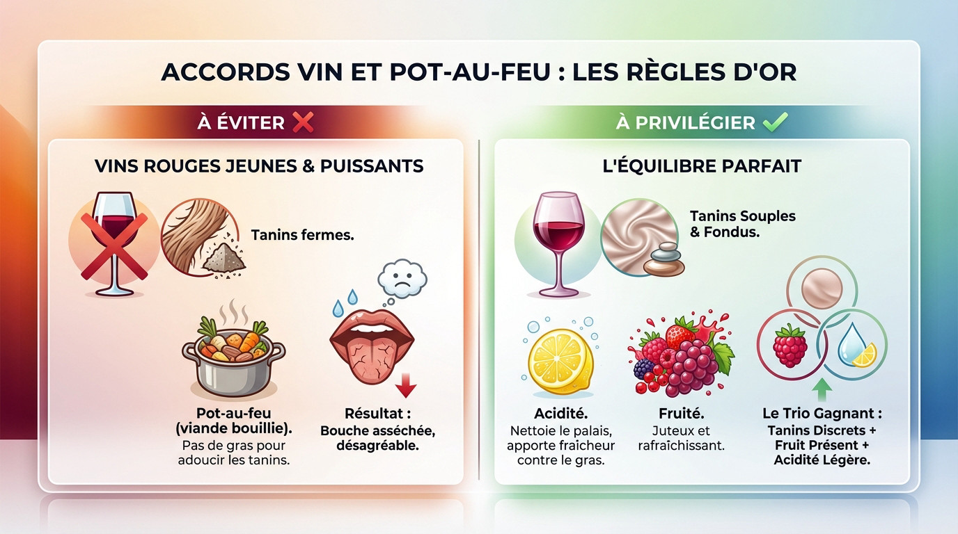 Accord vin rouge fruité et pot-au-feu traditionnel avec os à moelle