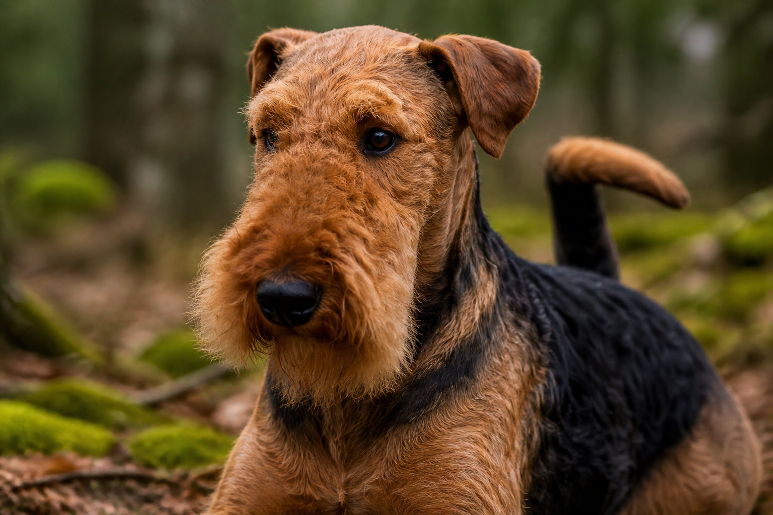 Airedale Terrier dans un paysage typique du Yorkshire