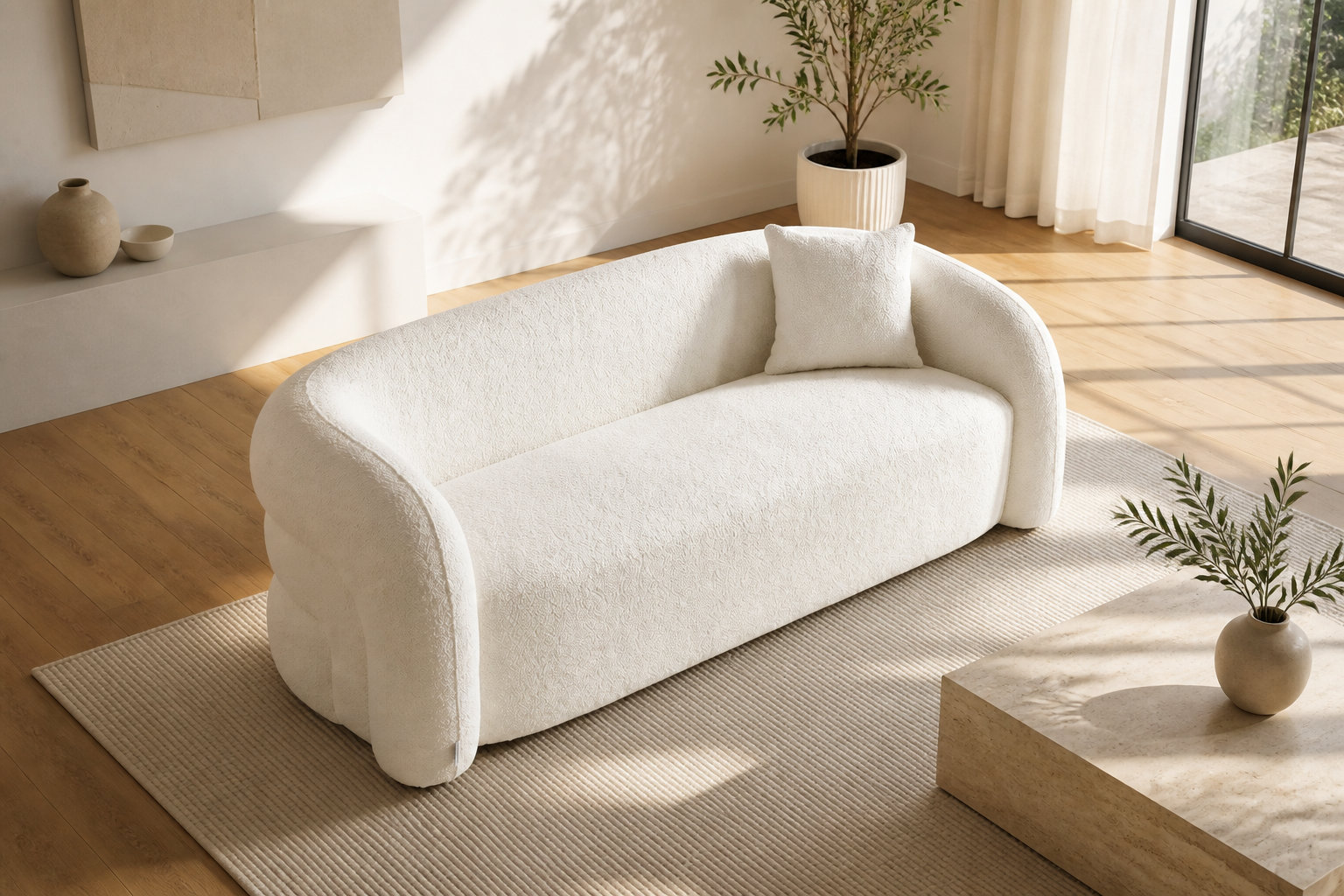 Sublimer votre intérieur avec le canapé LAPIOTA en bouclette blanche