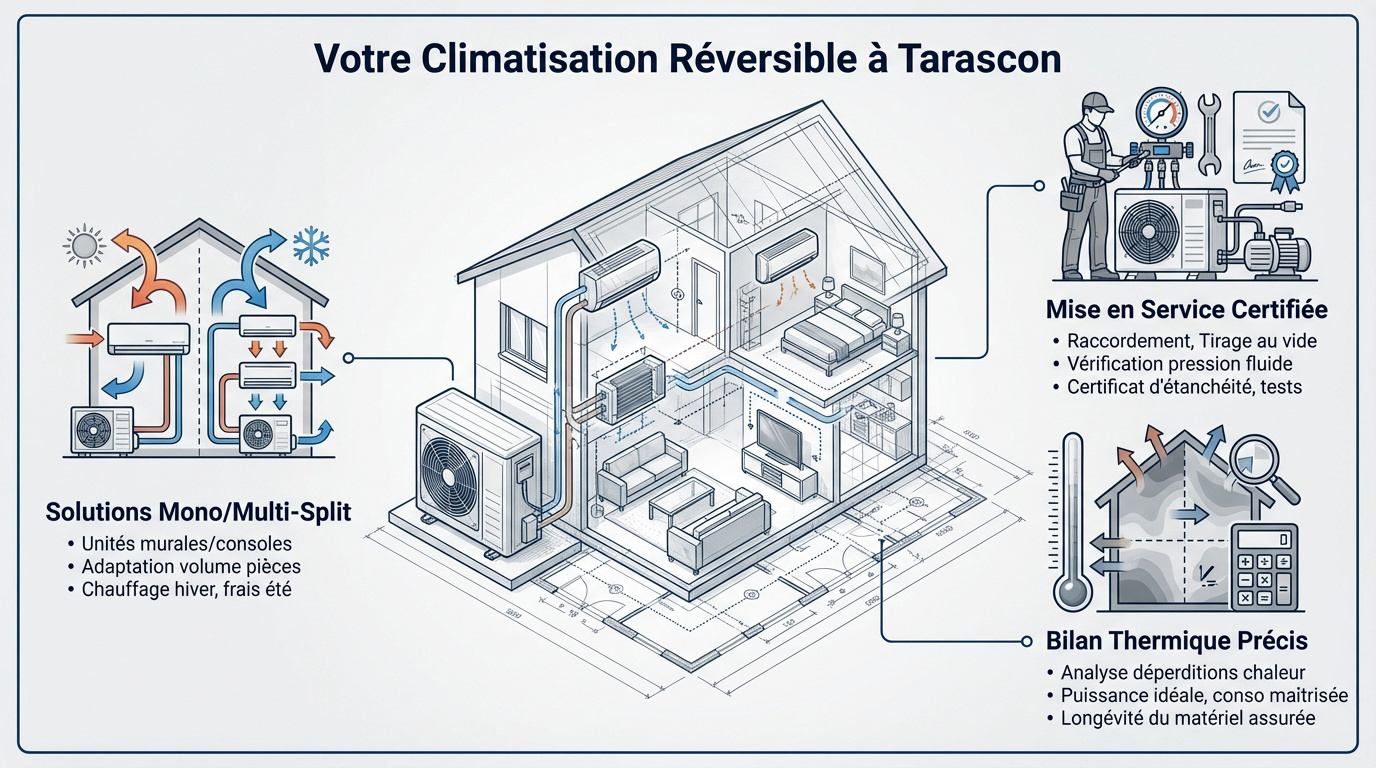 Installation de climatisation réversible à Tarascon par nos techniciens qualifiés