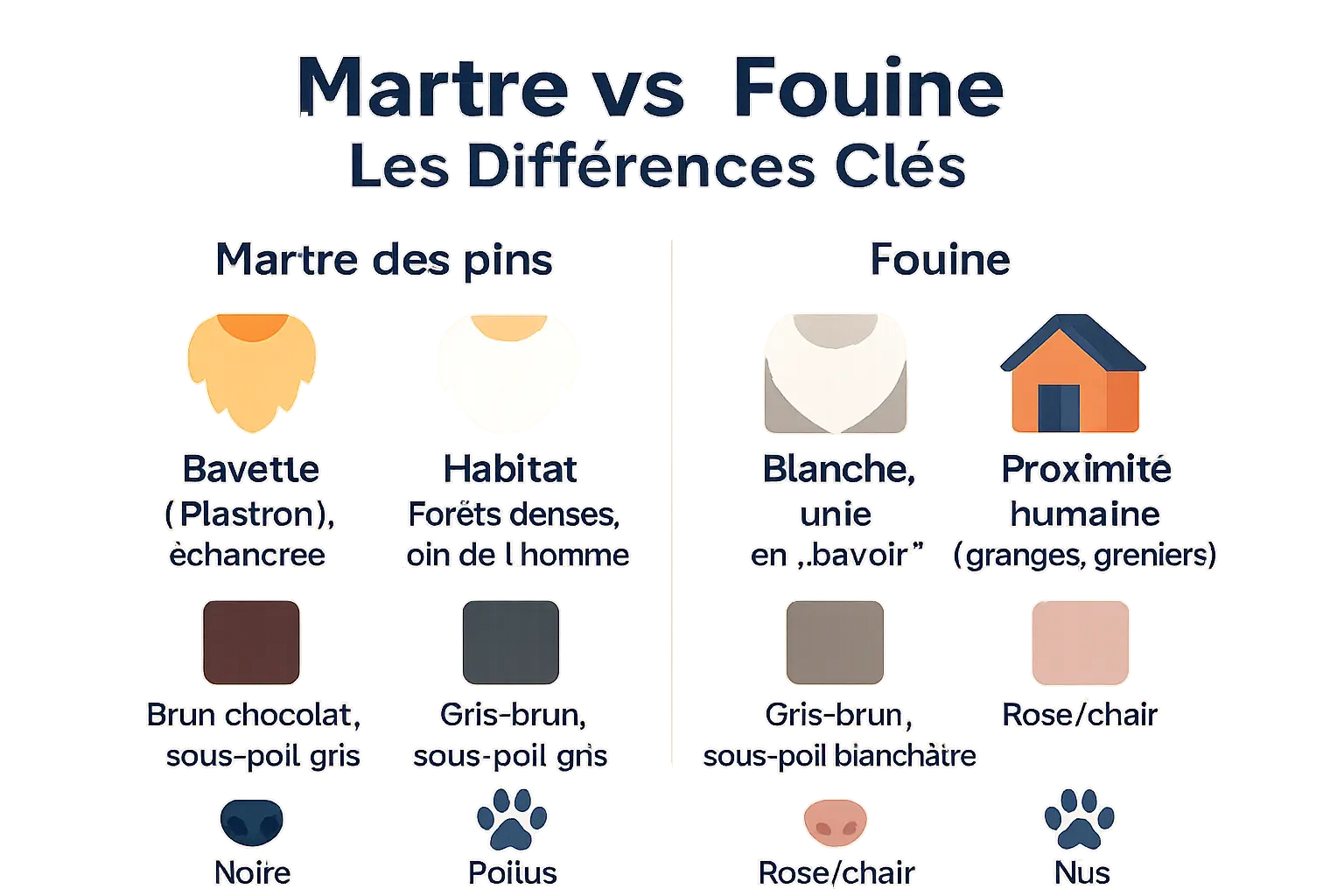Comparaison martre des pins et fouine