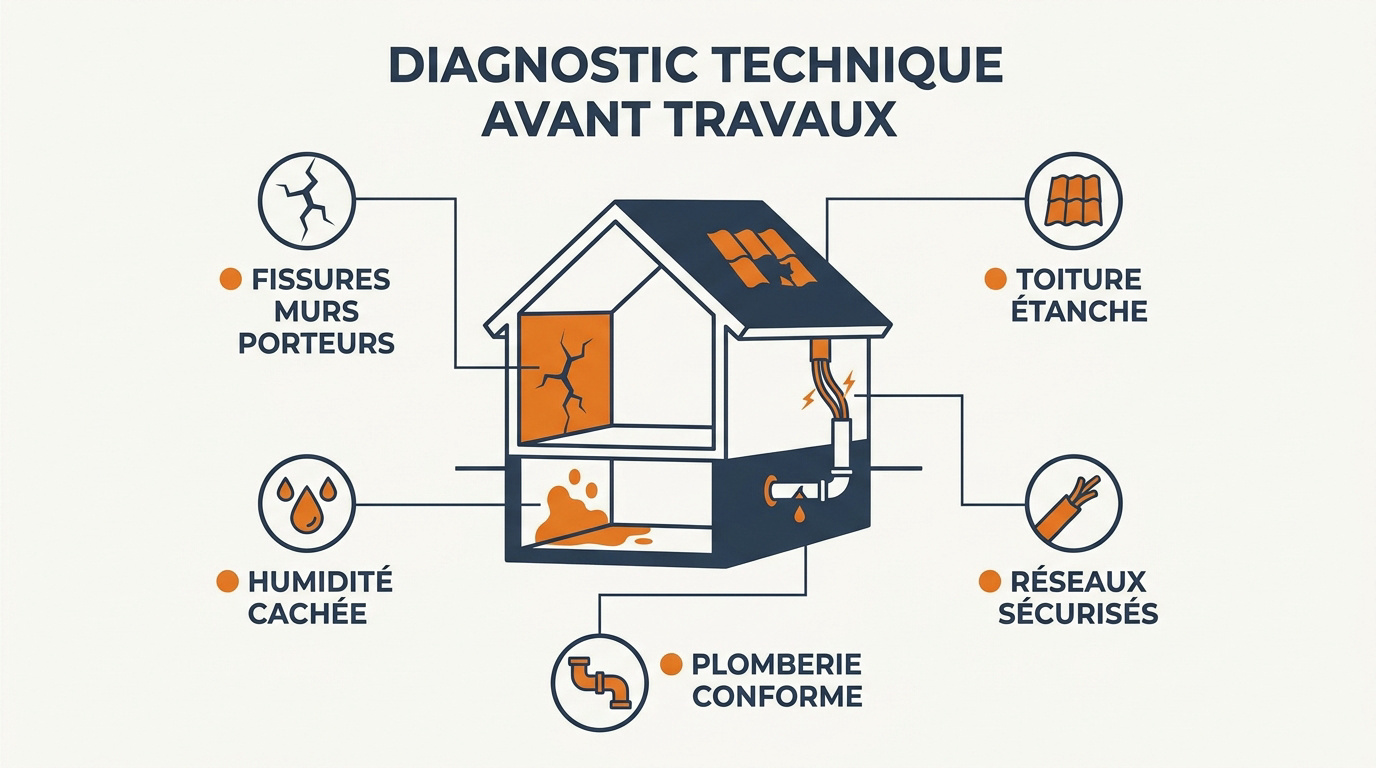 Diagnostic technique d'une maison ancienne avant travaux de rénovation et peinture
