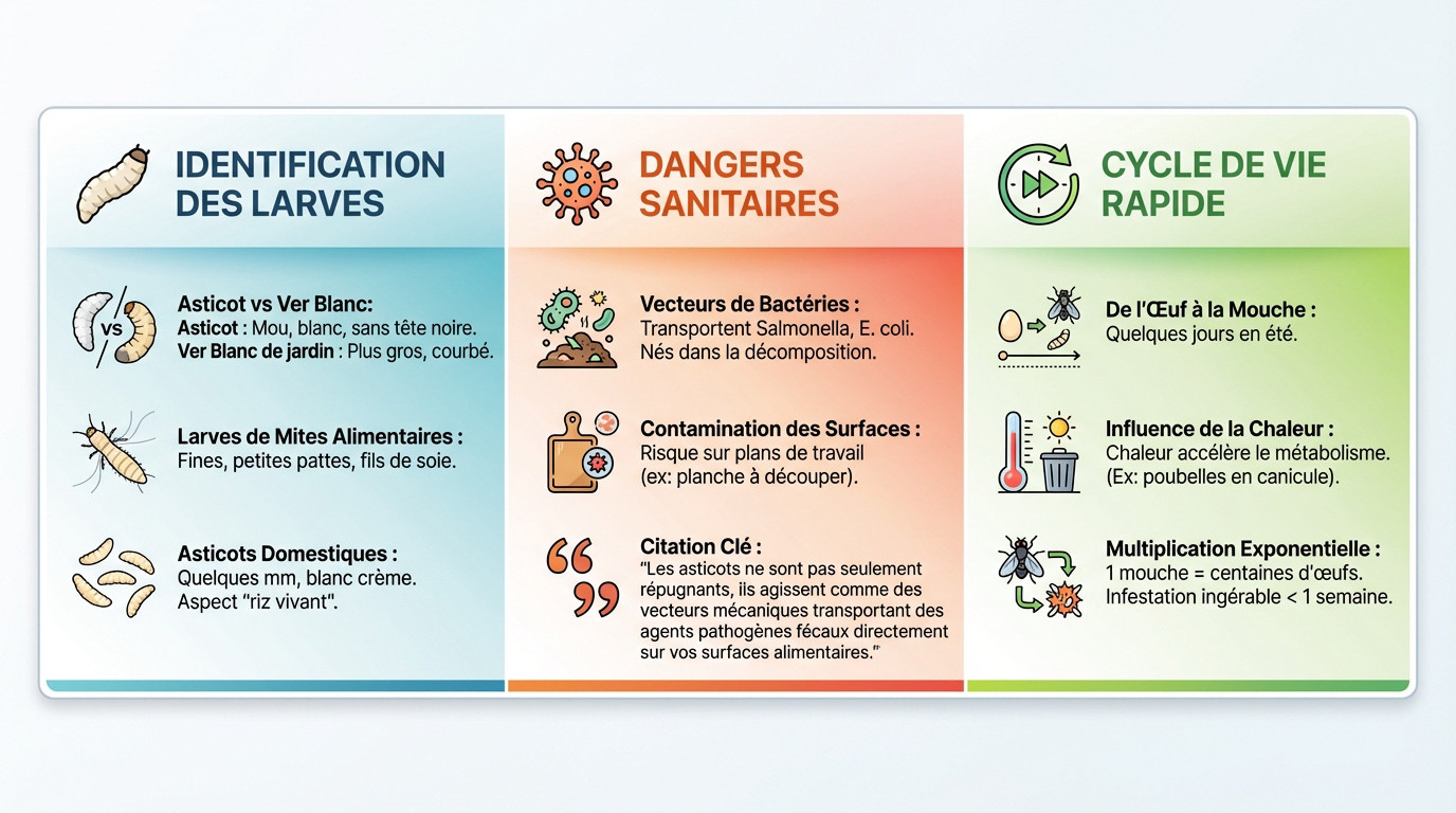 Identification des larves de mouches et cycle de vie