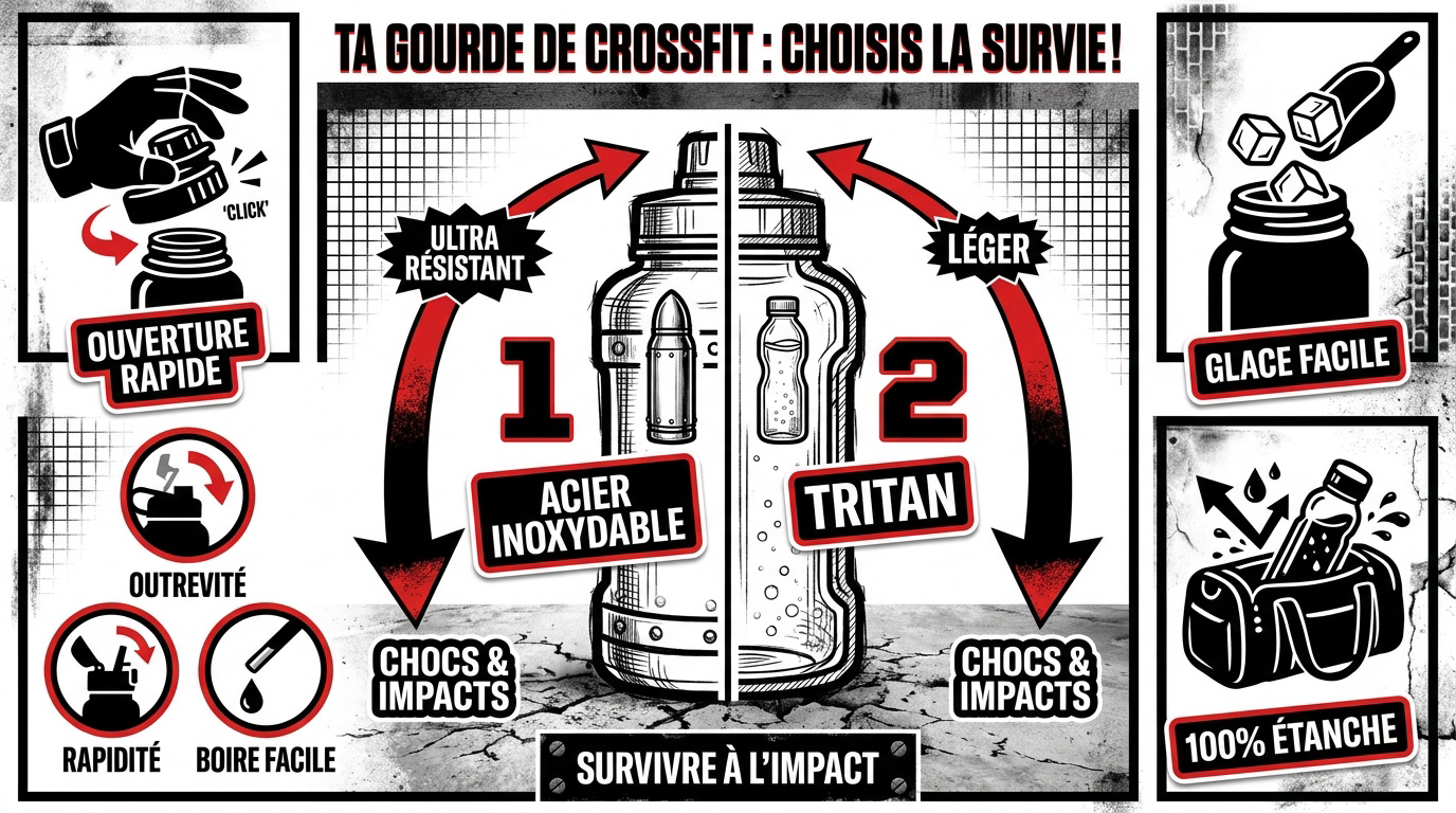 Comparaison entre gourde en acier inoxydable et gourde en plastique Tritan pour le CrossFit