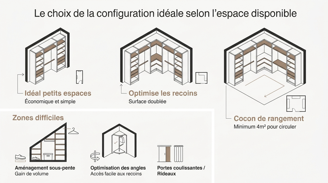 Configurations de dressing en I, L et U
