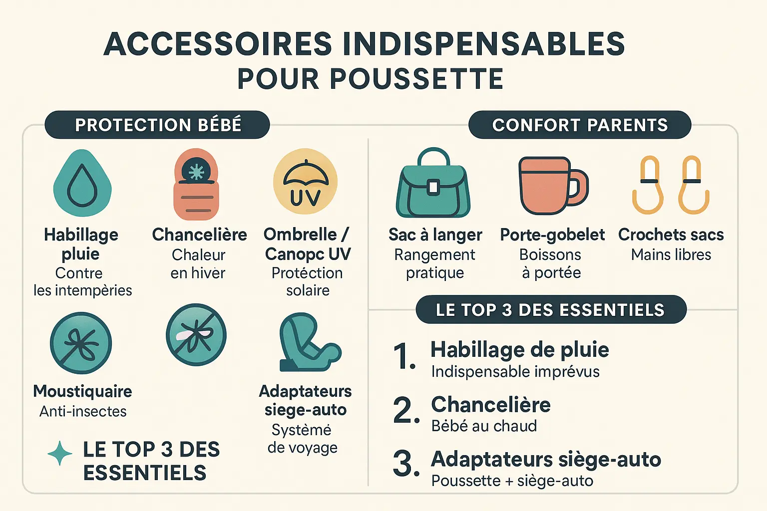 Accessoires indispensables pour poussette