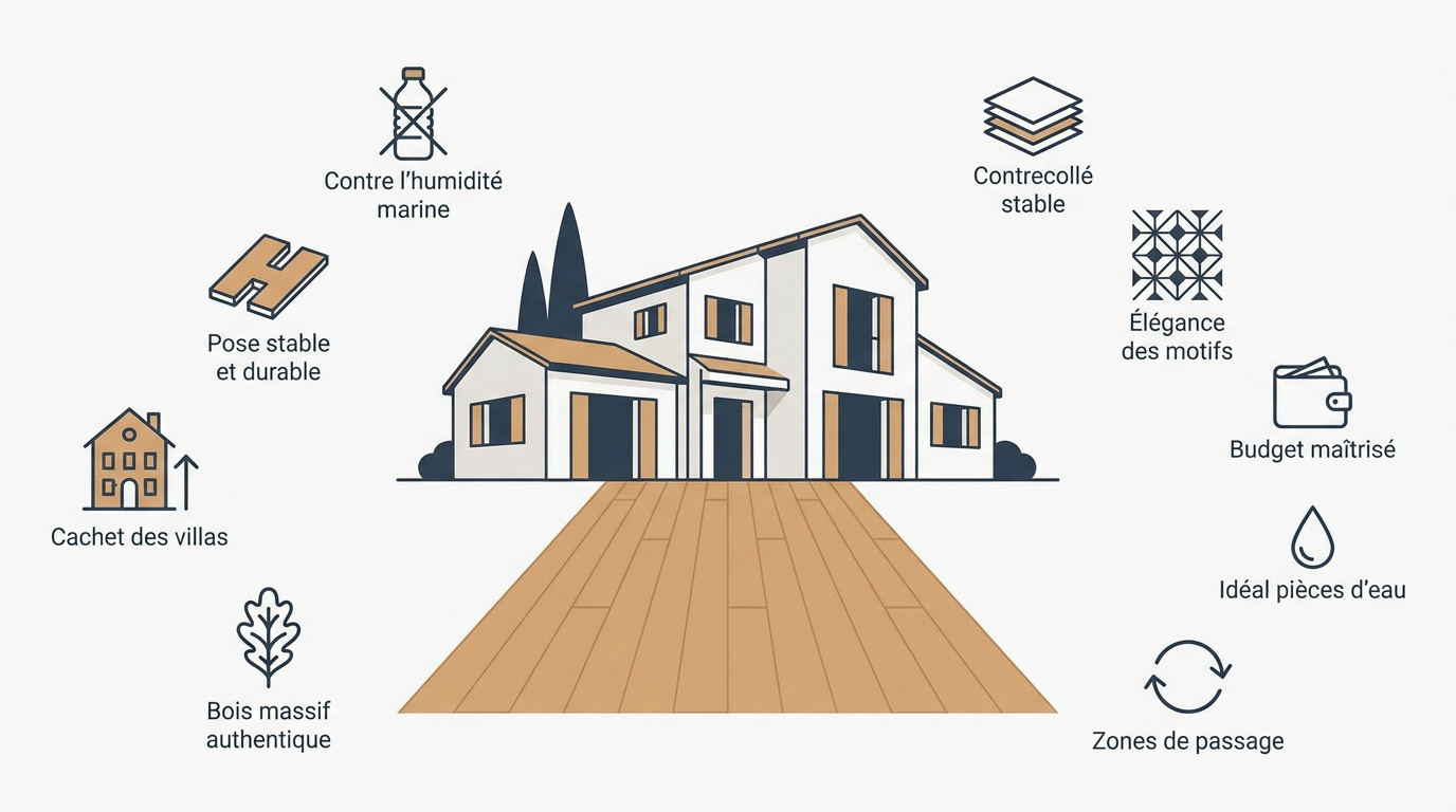 Pose de parquet dans une villa à Cassis