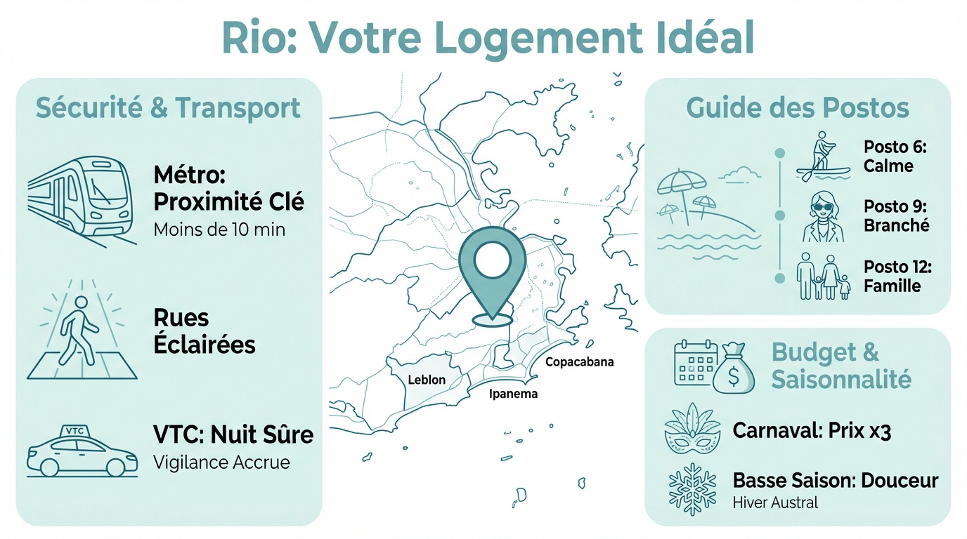 Infographie pour choisir son quartier et son logement à Rio de Janeiro
