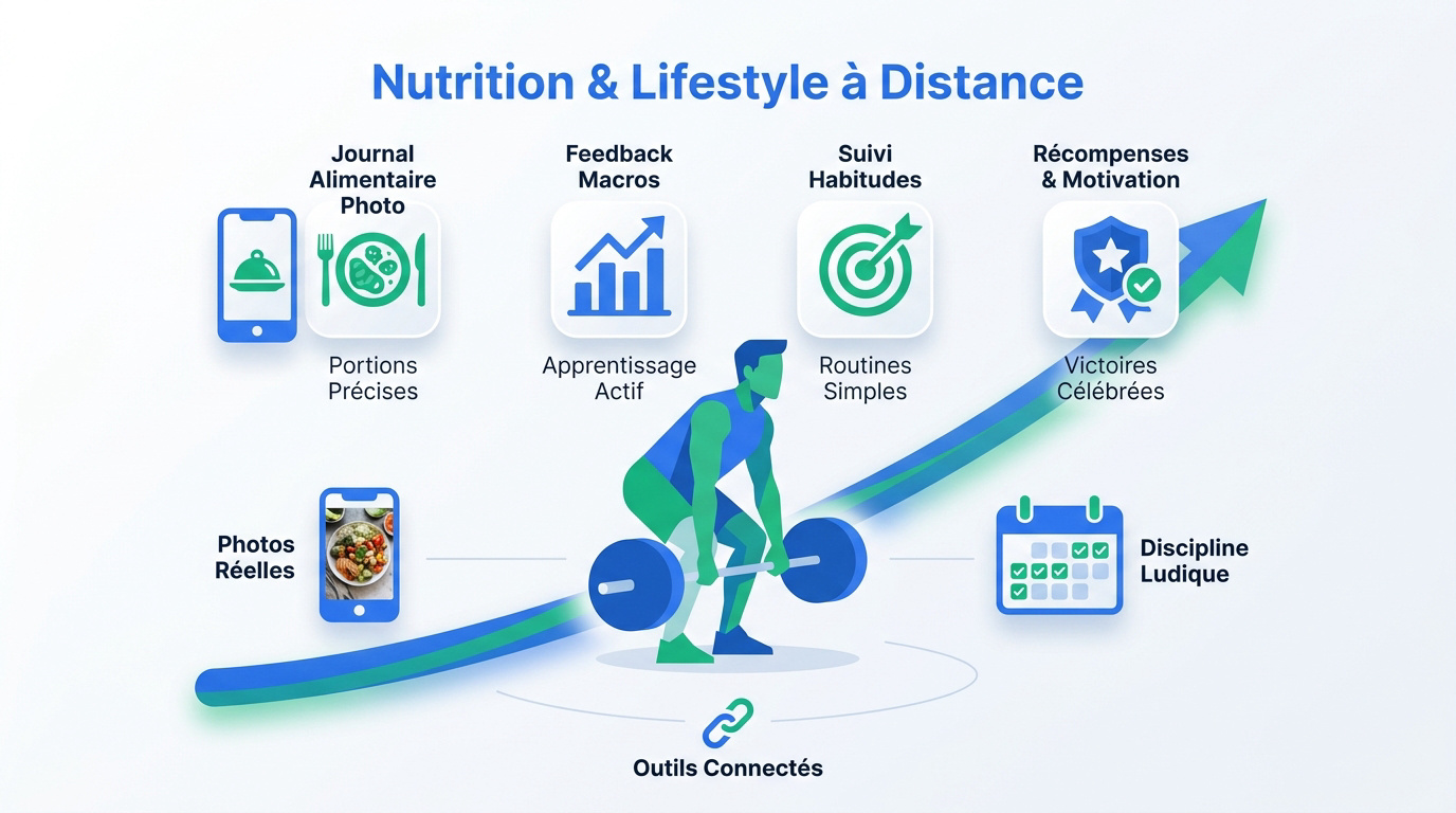 Suivi de la nutrition et progression du style de vie à distance pour athlètes