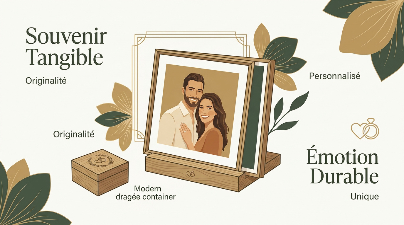 Exemple de tirage photo personnalisé pour un cadeau d'invité de mariage original