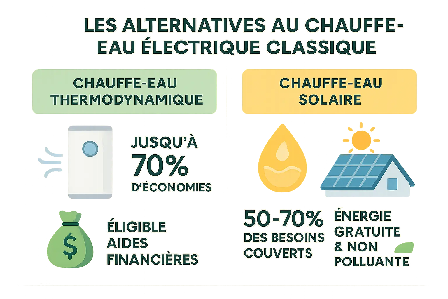 Comparatif chauffe-eau électrique, thermodynamique et solaire