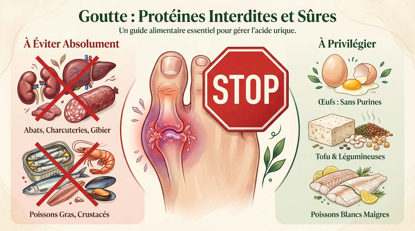 Liste des protéines et goutte aliments interdits pour éviter les crises