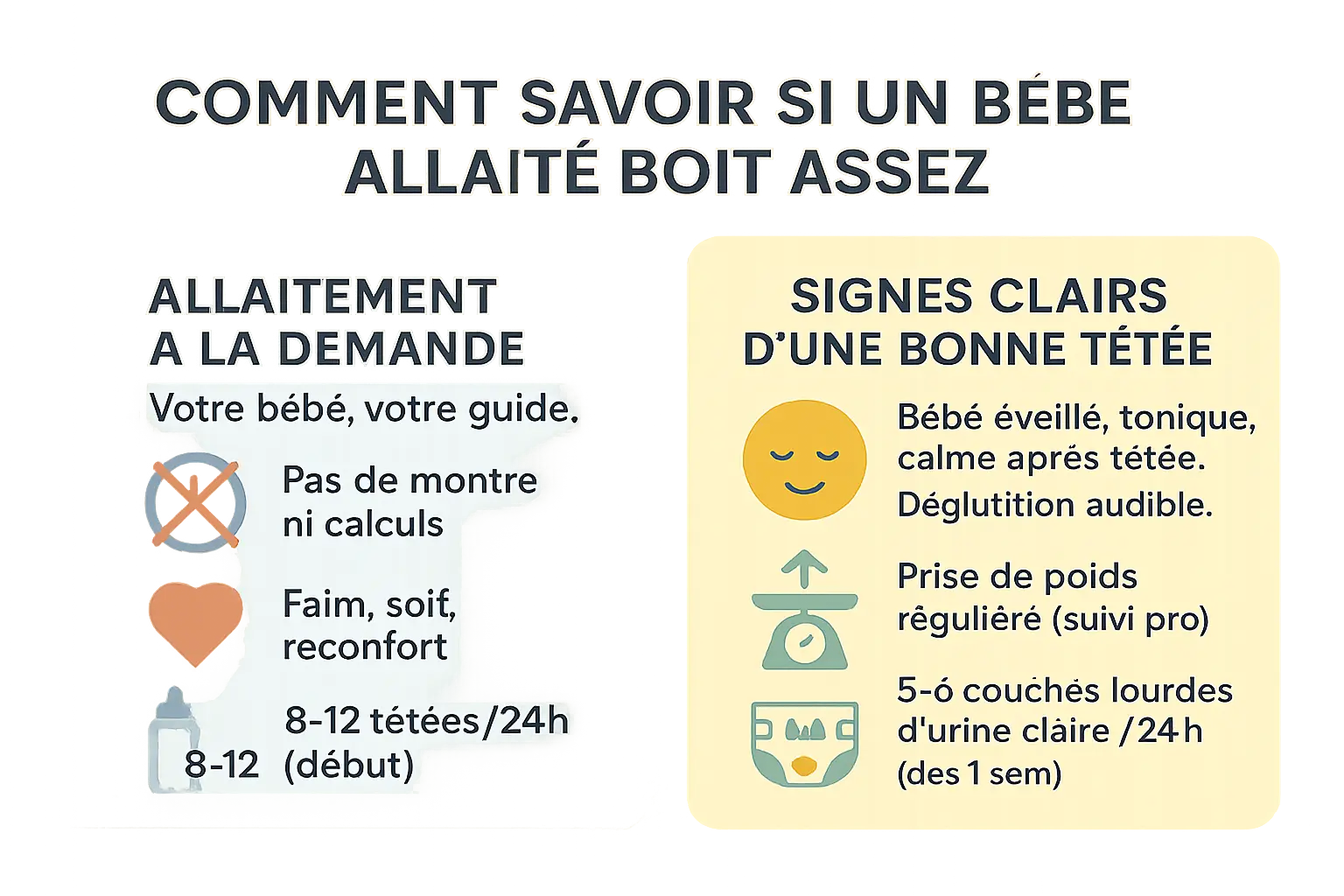 Infographie sur les signes d'un allaitement réussi