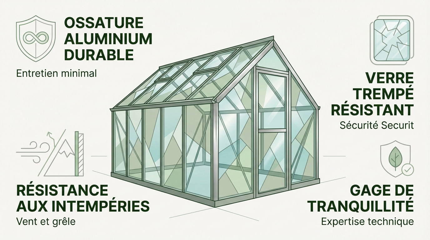 Serre ACD robuste en verre trempé et aluminium