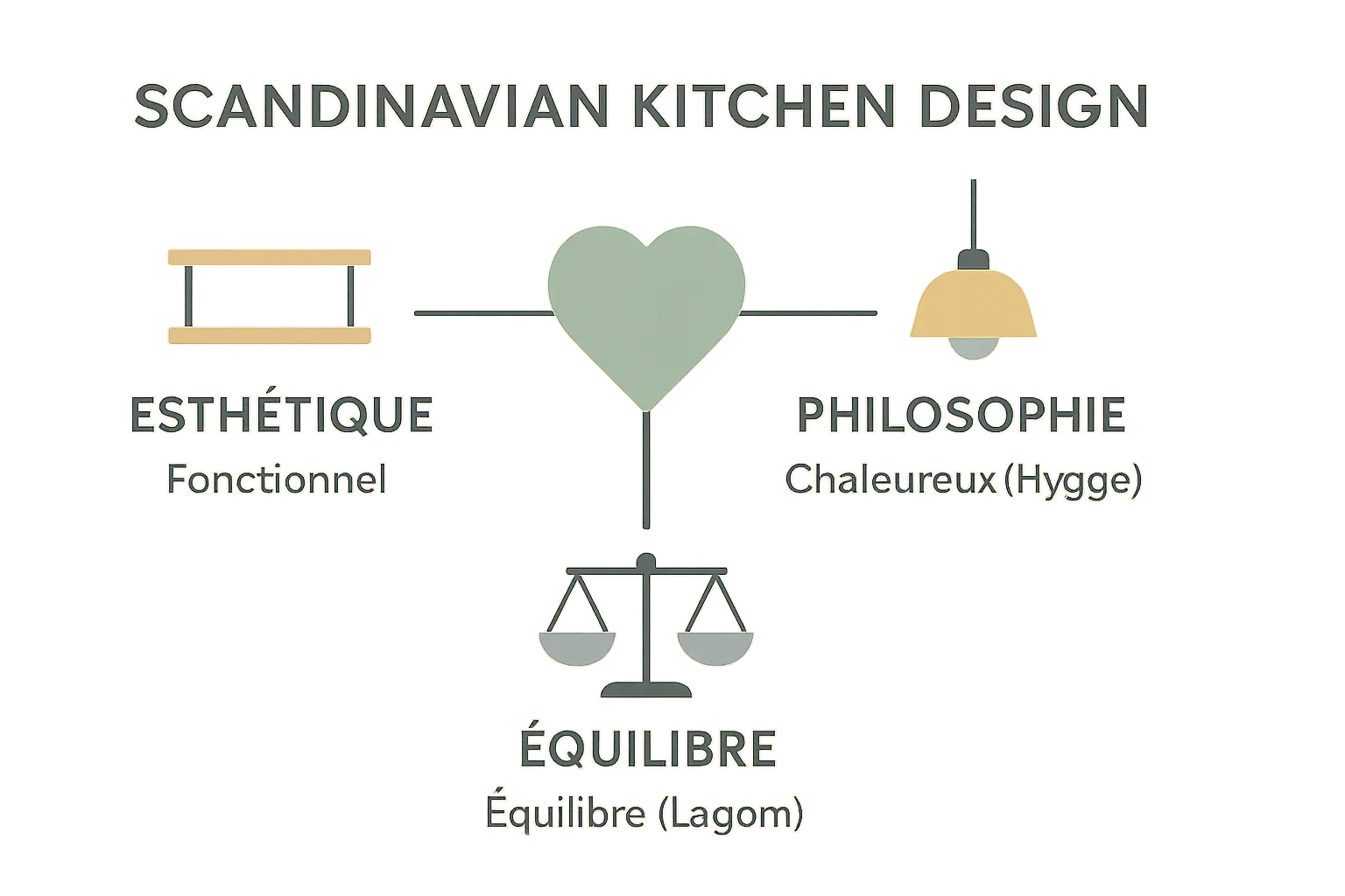 Exemple de cuisine scandinave avec des tons neutres et du bois clair
